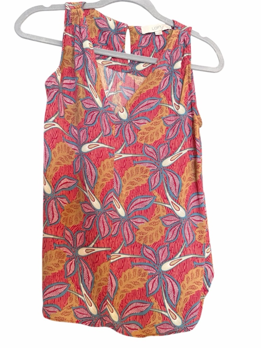 LOFT Tropical Print V-Neck Sleeveless Top